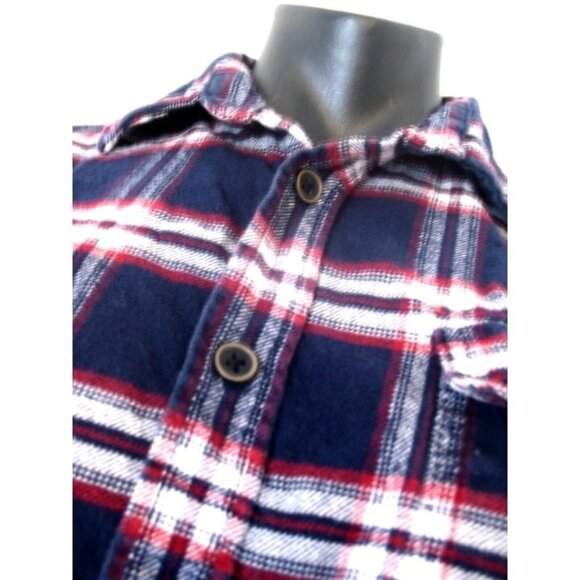 Jach's Vintage Men's Red Blue Plaid Flannel Cotton Long-Sleeve Top Shirt L. - Picture 9 of 12